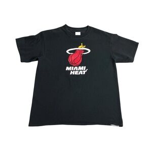 Miami Heat Basketball Shirt Mens Large Black Retro Logo Short Sleeve Cotton